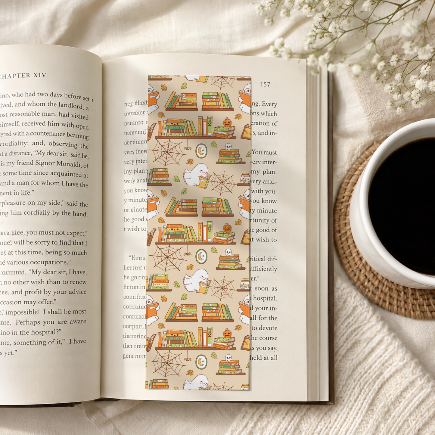 Spooky Ghost Bookshelf Bookmark