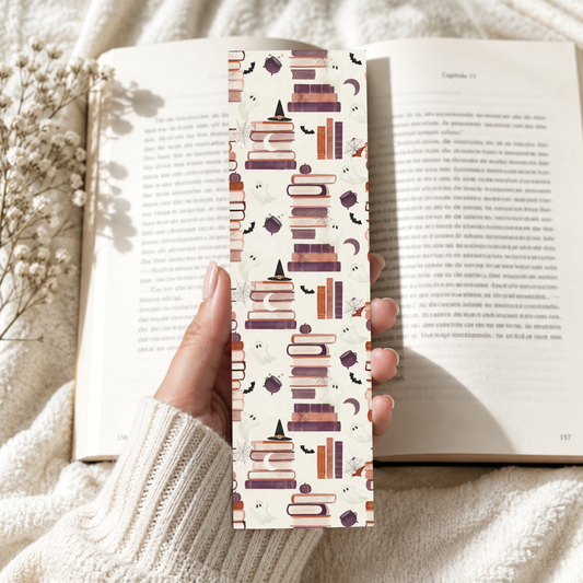 Ghost, Pumpkin & Witch Hat Book Stack Bookmark