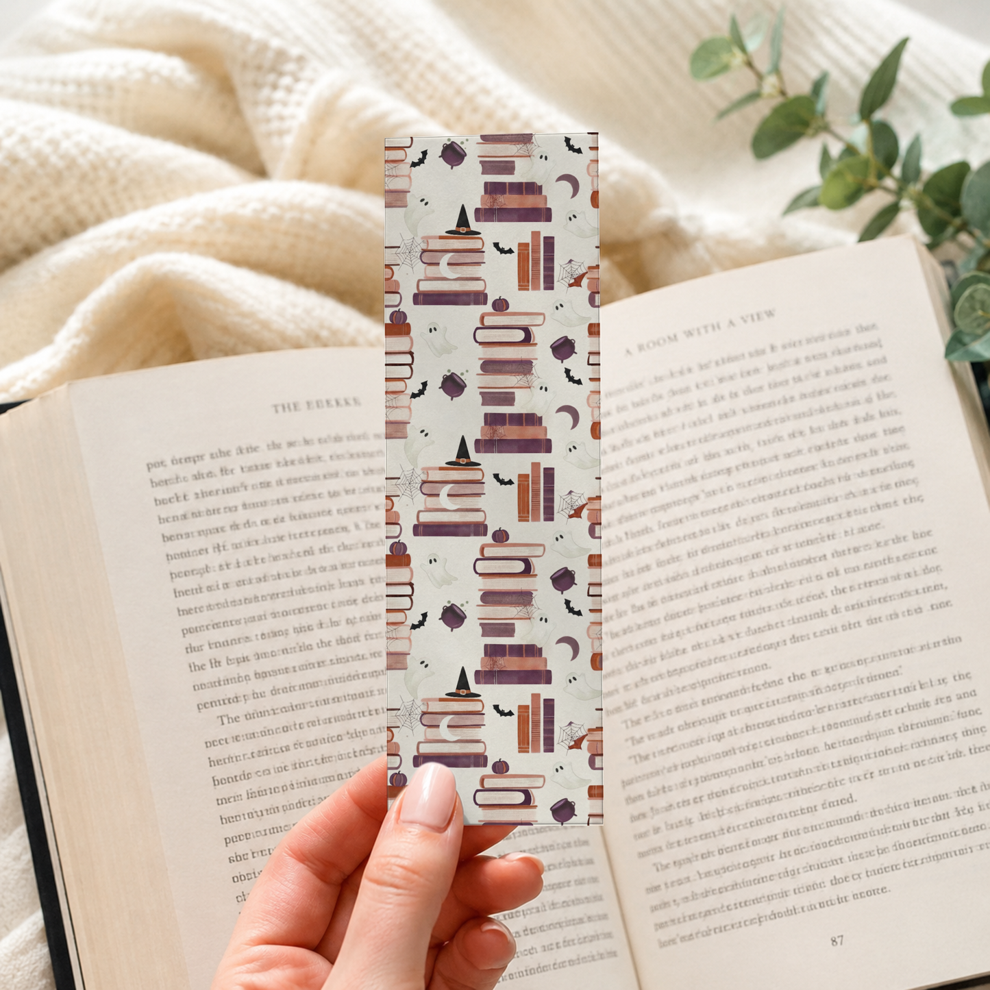 Ghost, Pumpkin & Witch Hat Book Stack Bookmark