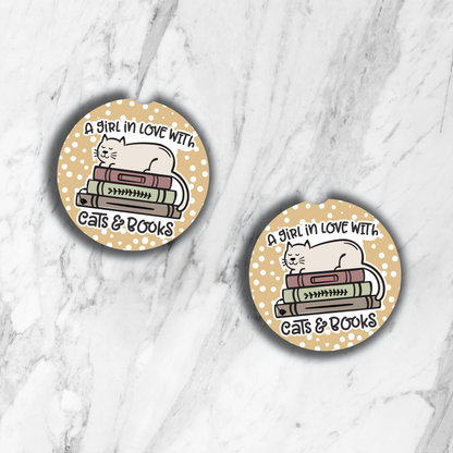 Bookish Car Coasters – Ceramic Car Cup Holder Coasters, Set of 2 ,Funny Book Lover Gift & Reader Car Accessories