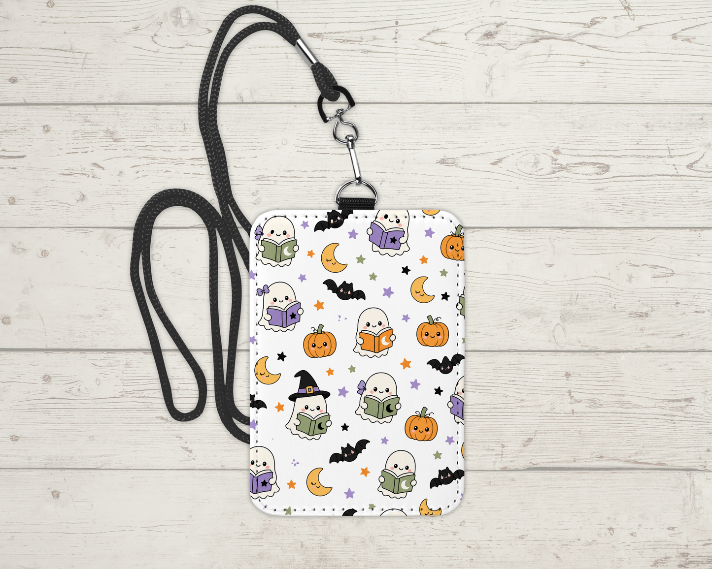 Halloween Faux Leather ID Badge Holder - ID Card Holder for Nurses, Teachers & Office Professionals (Copy)