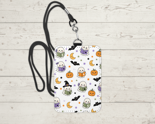 Halloween Faux Leather ID Badge Holder - ID Card Holder for Nurses, Teachers & Office Professionals (Copy)