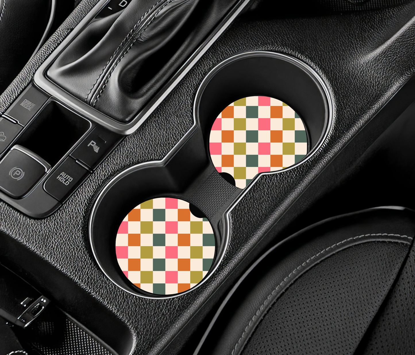 Ceramic Car Coasters – 2 Pack , 2.5" Cup Holder Coasters, Cute Car Accessories