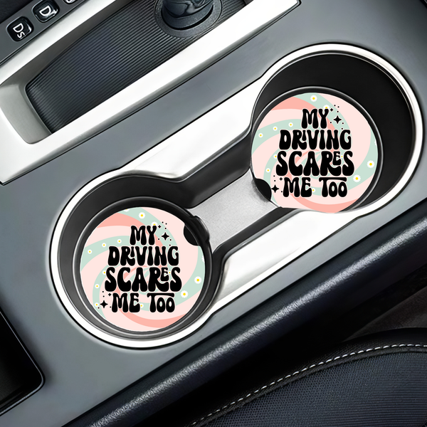 Funny Car Coasters – Ceramic Cup Holder Coasters, Retro Car Accessories, Set of 2