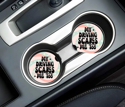 Funny Car Coasters – Ceramic Cup Holder Coasters, Retro Car Accessories, Set of 2
