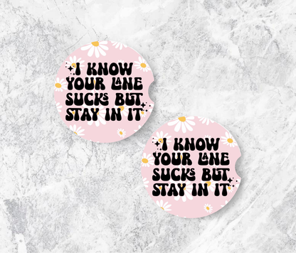 Funny Car Coasters – Ceramic Cup Holder Coasters, Retro Car Accessories, Set of 2