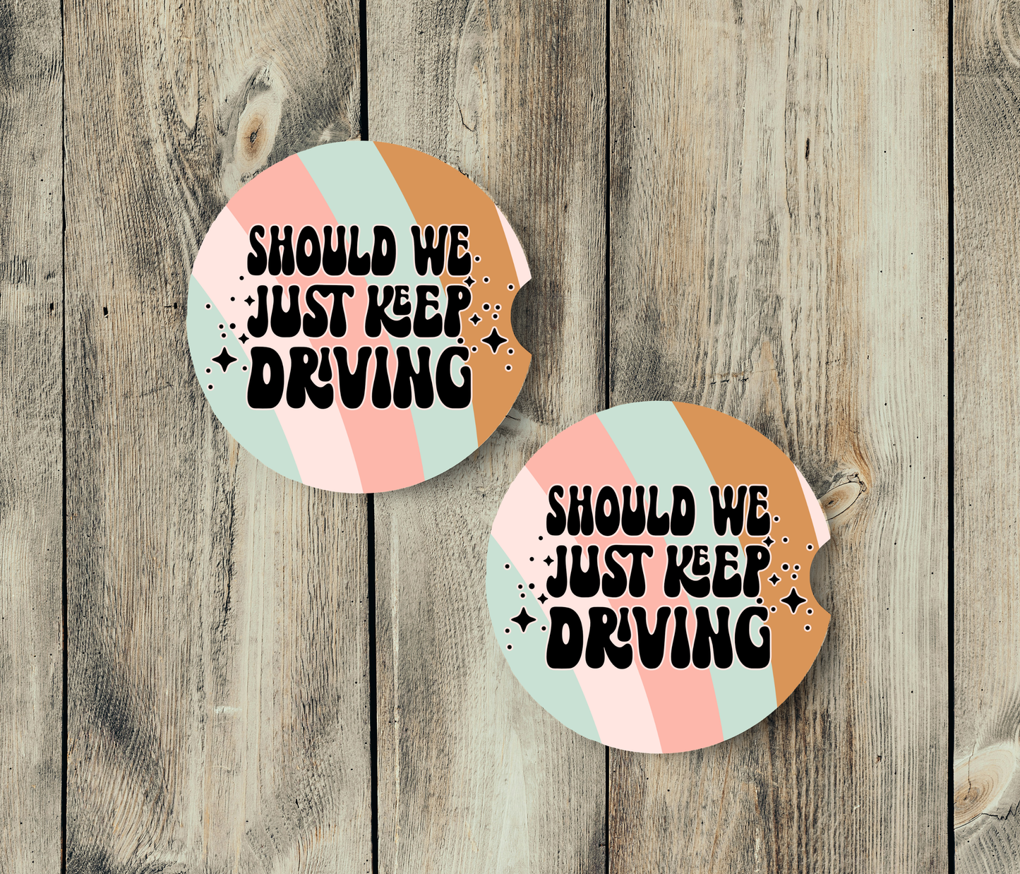Funny Car Coasters – Ceramic Cup Holder Coasters, Retro Car Accessories, Set of 2