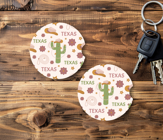 Ceramic Car Coasters – 2 Pack , 2.5" Cup Holder Coasters, Cute Car Accessories