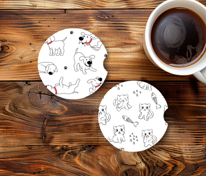 Ceramic Car Coasters – 2 Pack , 2.5" Cup Holder Coasters, Cute Car Accessories
