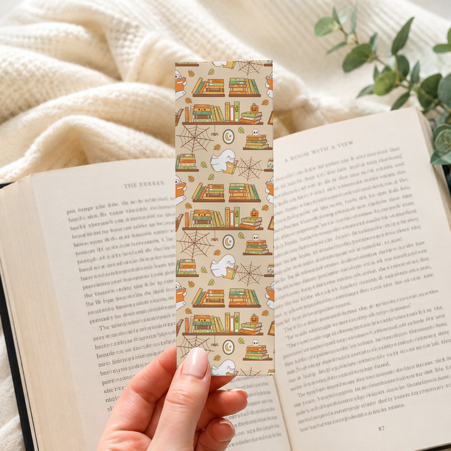 Spooky Ghost Bookshelf Bookmark