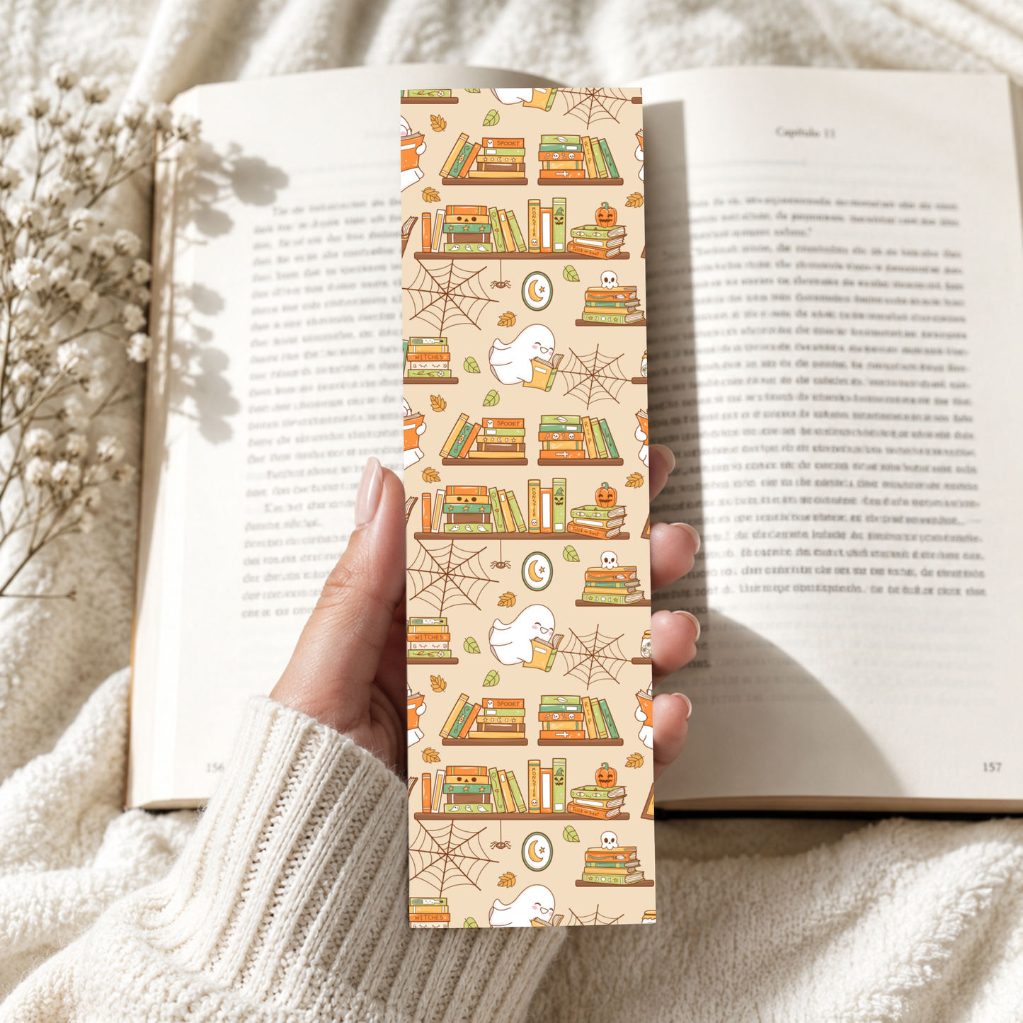 Spooky Ghost Bookshelf Bookmark