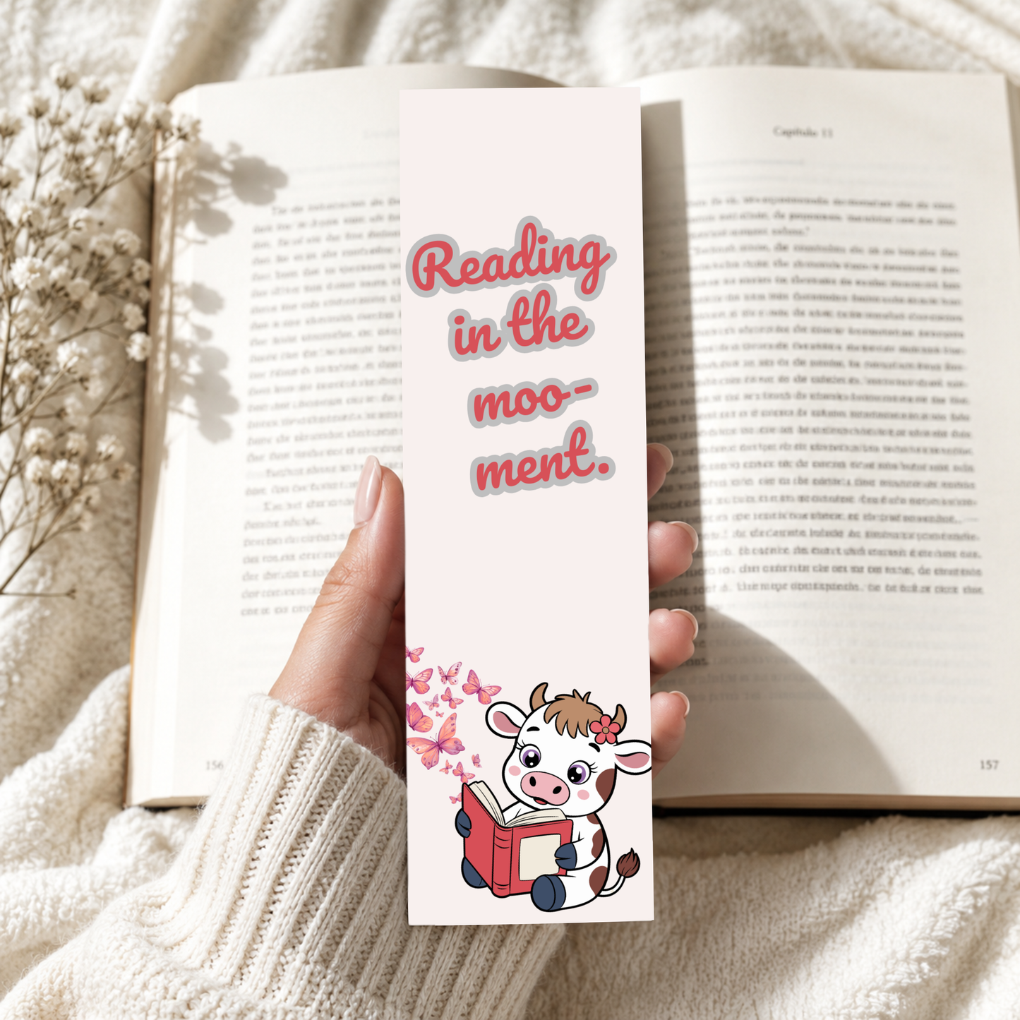 Reading in the Moo-ment Bookmark