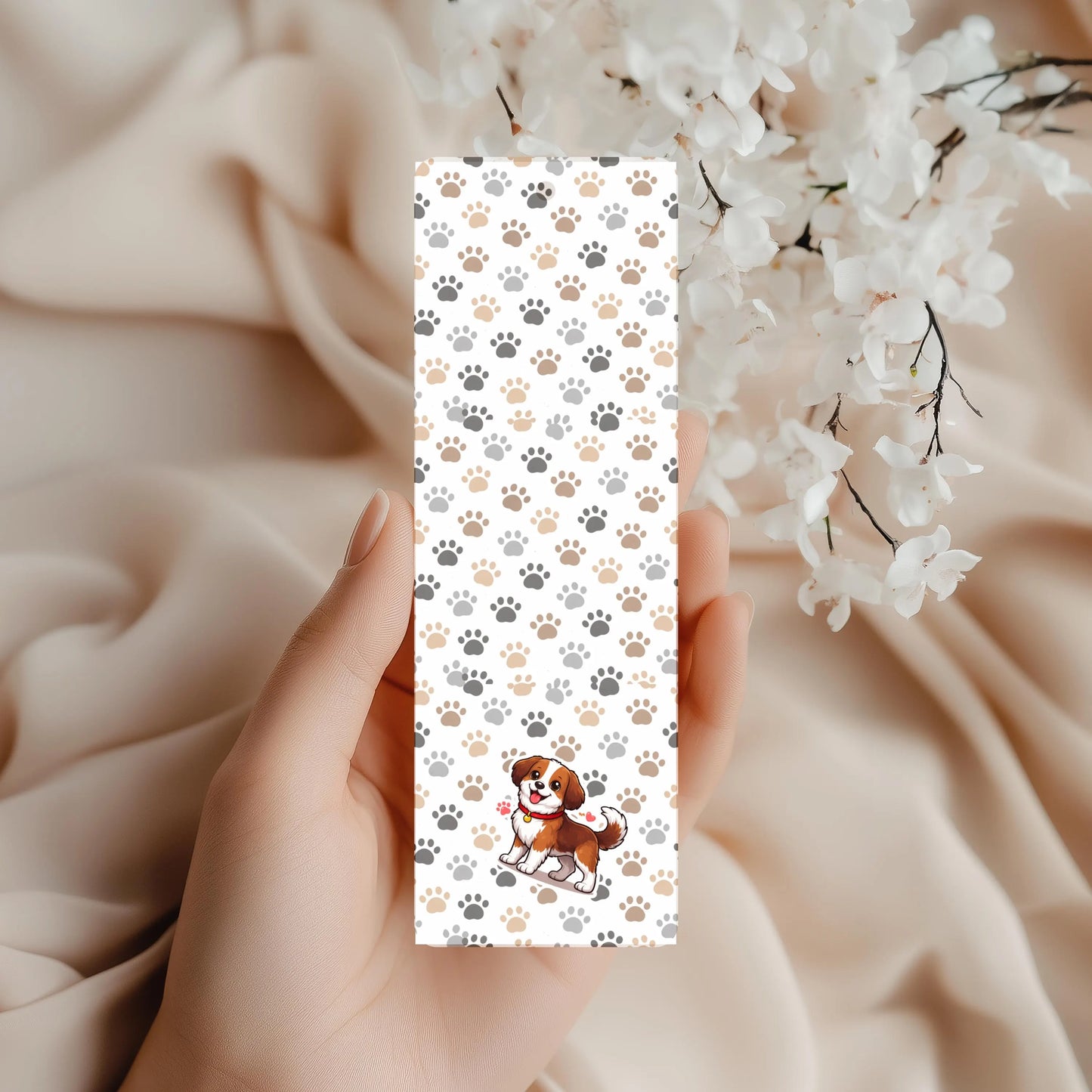 Dog Paw Print Bookmark ,Cute Puppy Laminated Double Sided Bookmark, Gift for Dog Lovers and Book Lovers
