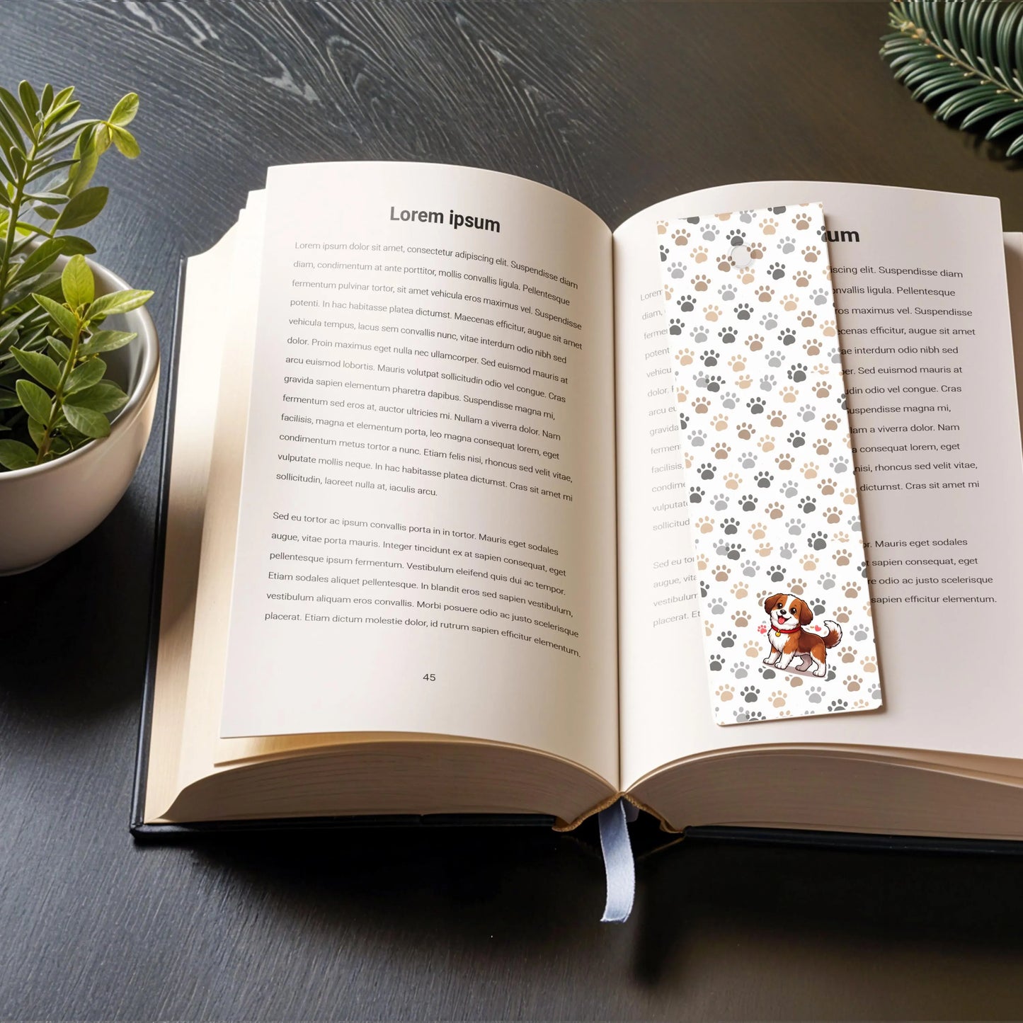 Dog Paw Print Bookmark ,Cute Puppy Laminated Double Sided Bookmark, Gift for Dog Lovers and Book Lovers