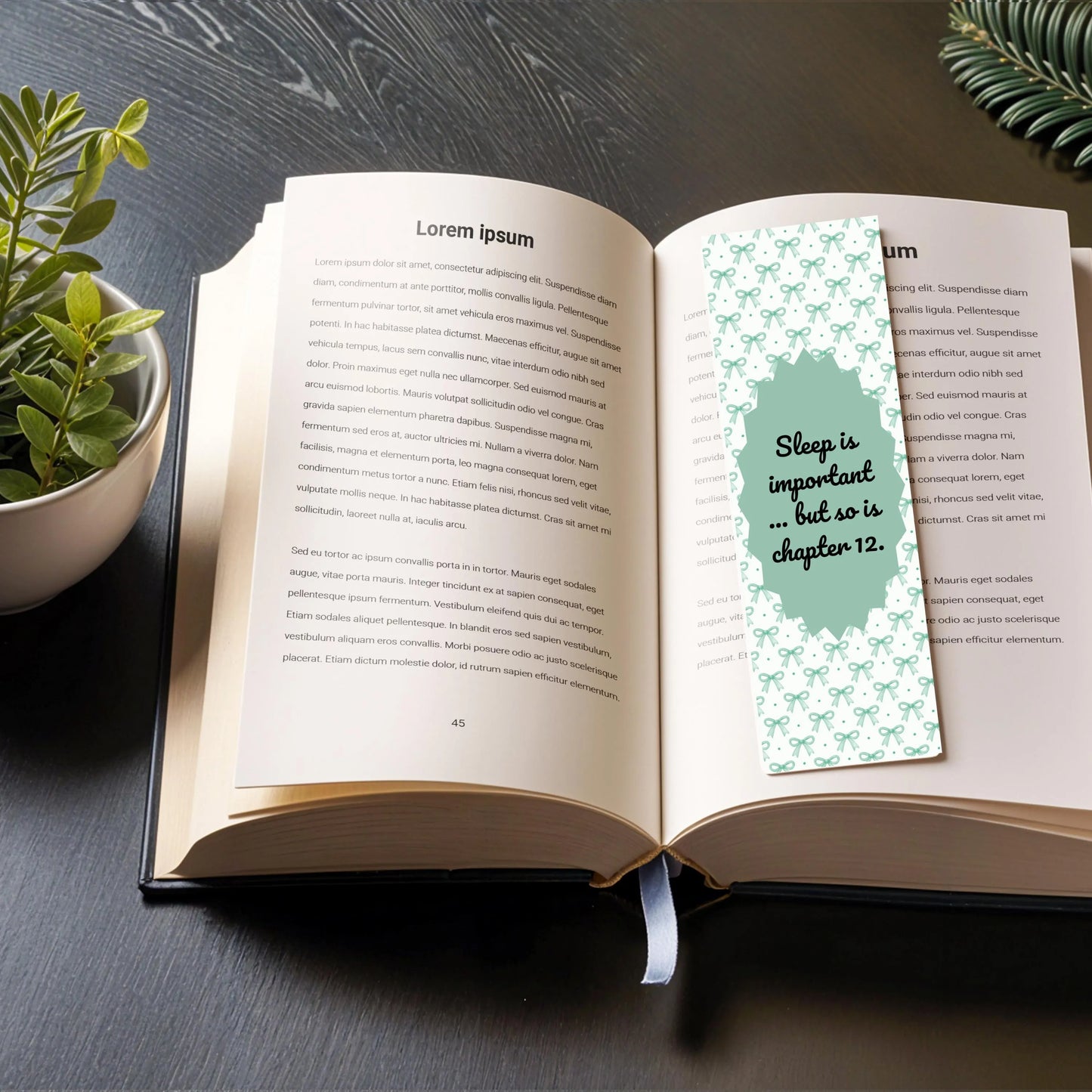 Sleep Is Important But So Is Chapter 12 Bookmark , Mint Green Coquette Bow Laminated Bookmark ,Funny Bookish Gift for Readers
