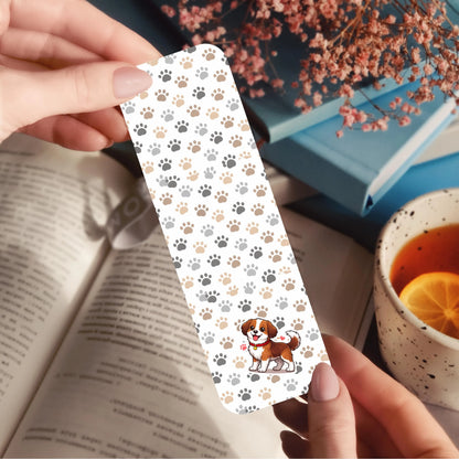 Dog Paw Print Bookmark ,Cute Puppy Laminated Double Sided Bookmark, Gift for Dog Lovers and Book Lovers